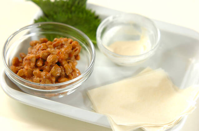 大葉めんたい納豆のひとくち焼きの作り方の手順1