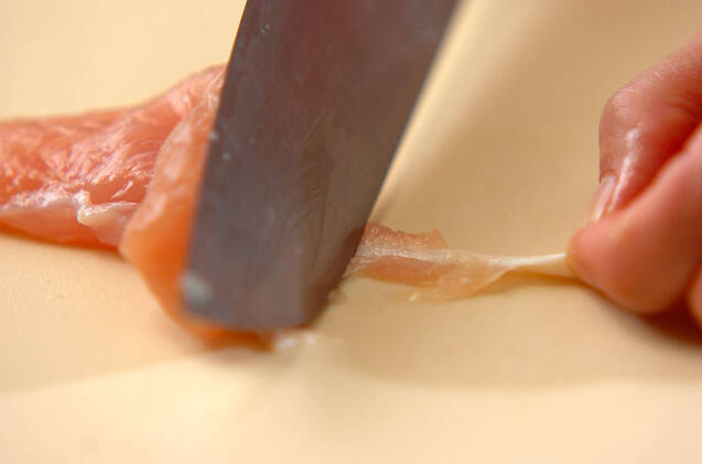 ささ身と豆腐のお吸い物の作り方の手順1