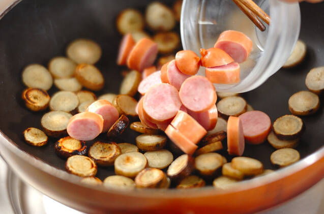 輪切りゴボウのカレーマヨ和えの作り方の手順4