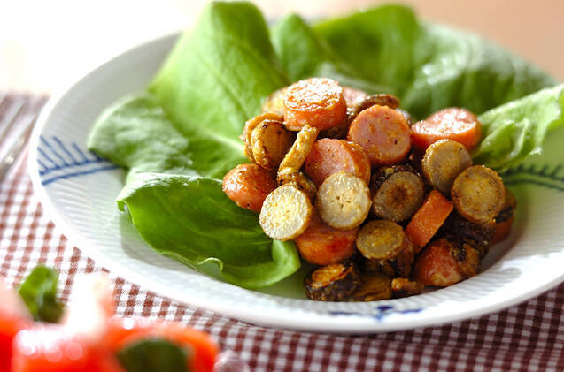 輪切りゴボウのカレーマヨ和え