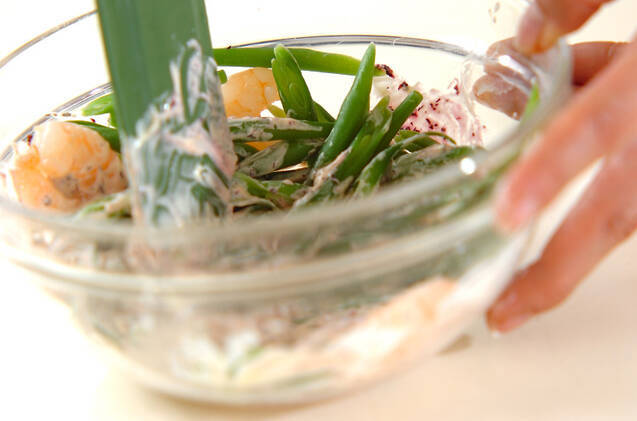 インゲンの春色マヨ和えの作り方の手順4