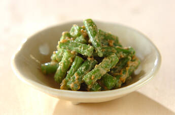 サヤインゲンのゴママヨ和え