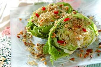 ジャコドレッシングのレタスサラダ