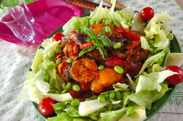 夏野菜のカレー煮込みサラダ仕立て