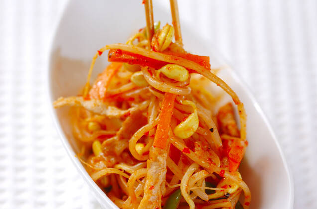 豆モヤシのピリ辛炒めの作り方の手順7