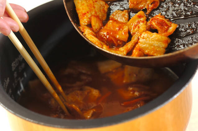 豚キムチ炊き込みご飯の作り方の手順4