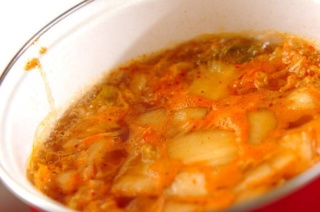 春雨キムチスープの作り方の手順3