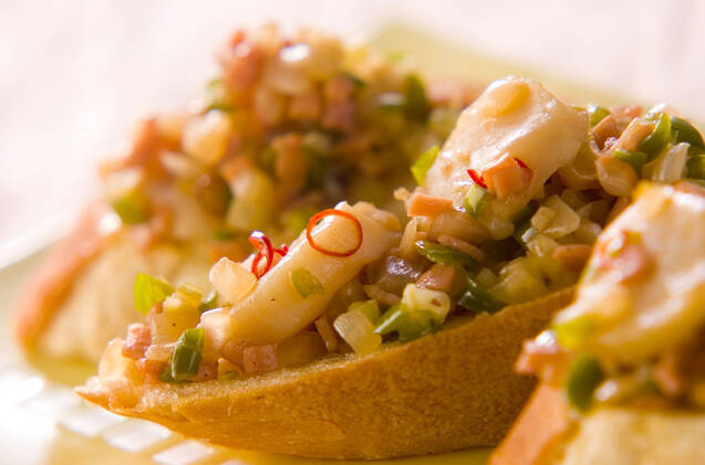 ホタテとハムのバゲット