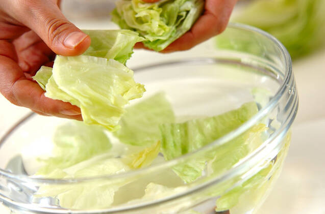 レタスのジャコサラダの作り方の手順1