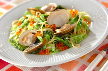 ハマグリと菜の花の和風クリームパスタ