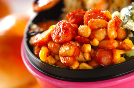 大豆とソーセージのチリコンカン風