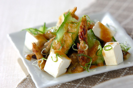 ナスと豆腐のバンバンジー風