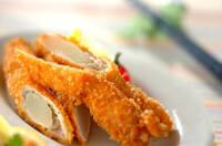 ホワイトアスパラの肉巻きフライ