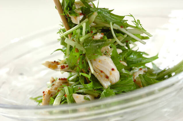 水菜とささ身の粒マスタードサラダの作り方の手順3