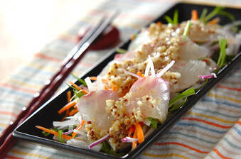 ウドドレッシングのお刺身サラダ