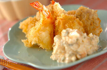 ホタテとエビのフライ