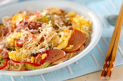 ランチョンミート入り素麺チャンプルー