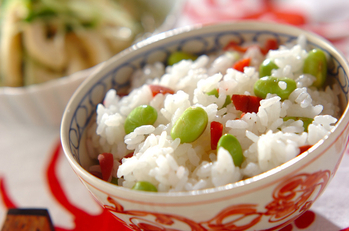 枝豆と梅のご飯