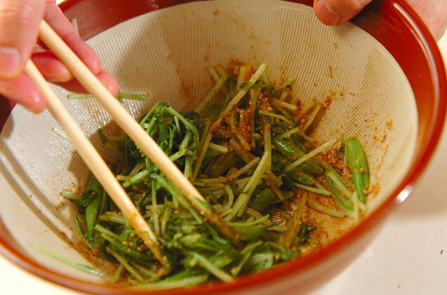 水菜とインゲンのゴマ和えの作り方の手順6