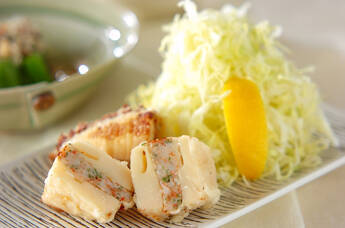 タケノコのエビはさみ揚げ