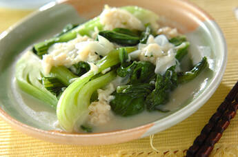 チンゲンサイとホタテの豆乳クリーム煮