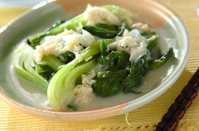 チンゲンサイとホタテの豆乳クリーム煮