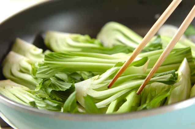 チンゲンサイとホタテの豆乳クリーム煮の作り方の手順4