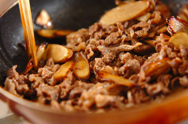 ゴボウと牛肉の甘辛炒めの作り方の手順4