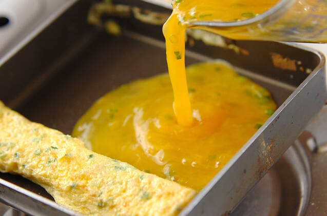 ホタテ入り卵焼き ジャコおろし添えの作り方の手順4