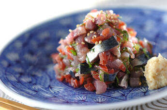 イワシとカリカリ梅のタタキ