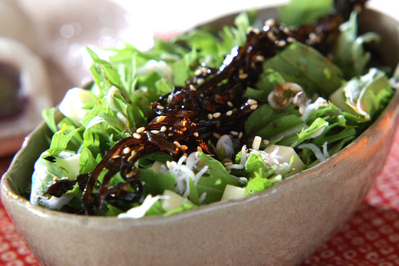水菜と佃煮昆布の和風サラダ 副菜 のレシピ 作り方 E レシピ 料理のプロが作る簡単レシピ