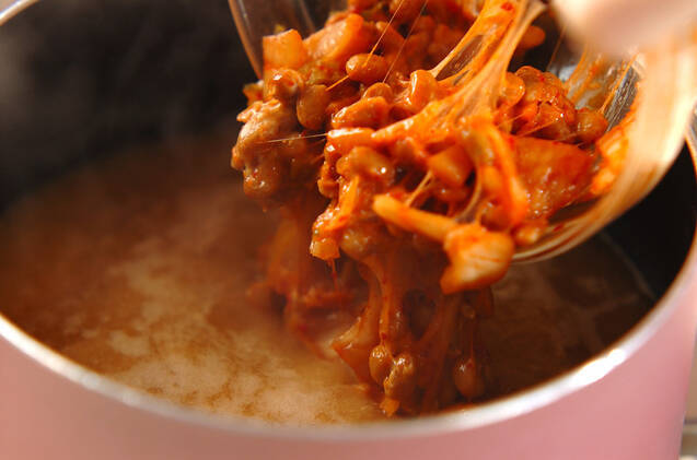納豆とキムチのピリ辛汁の作り方の手順3