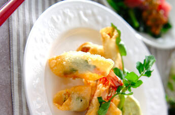 エビのバジル揚げ