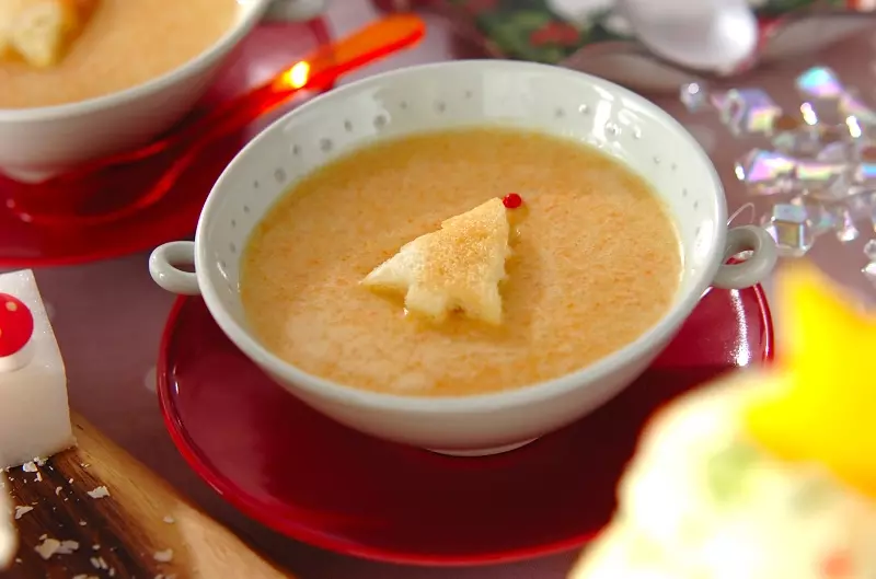 クリスマスつぶつぶニンジンポタージュ レシピ 作り方 E レシピ 料理のプロが作る簡単レシピ
