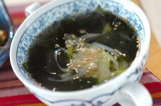 ネギワカメスープ