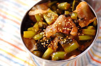 豚肉と野沢菜炒め丼