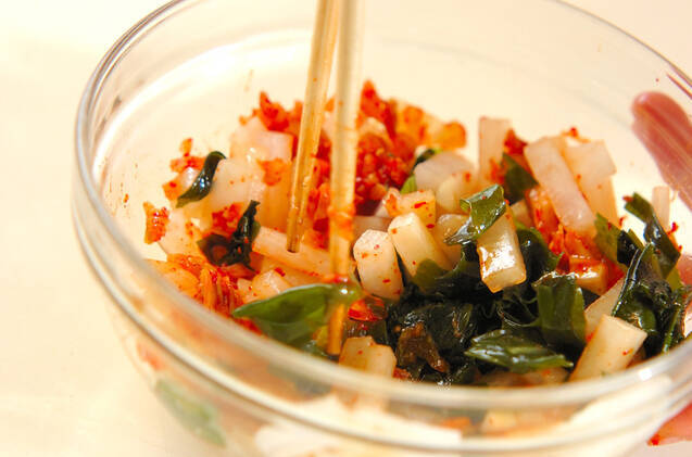 大根とワカメのキムチ和えの作り方の手順4