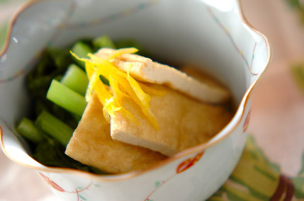 カブの葉と油揚げの煮物