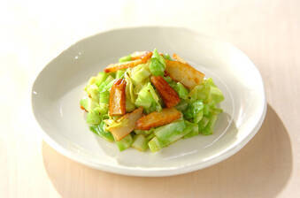 春キャベツとさつま揚げのカレー炒め