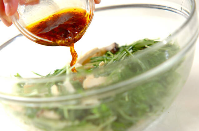 水菜と油揚げのXO醤和えの作り方の手順6