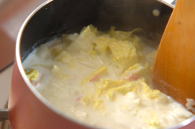 白菜のミルクスープの作り方の手順5