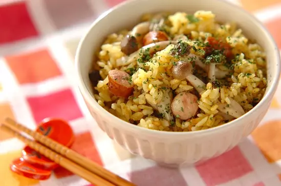 ソーセージのカレー炊き込みご飯