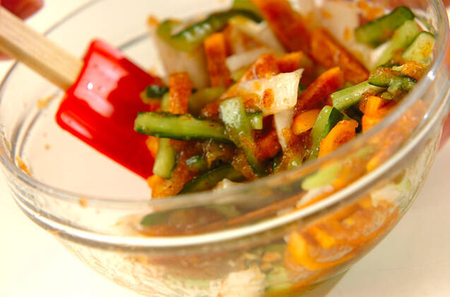 大根とキュウリの柿酢の作り方の手順5