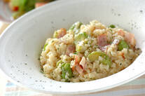 ソラ豆の簡単コーンリゾット