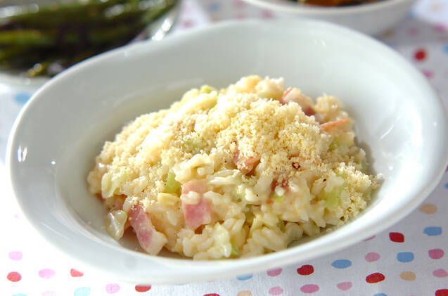 キャベツとベーコンのコーンリゾット