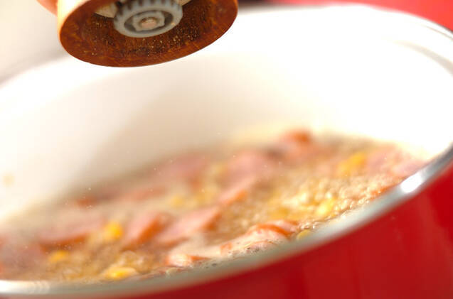 ソーセージとコーンのスープの作り方の手順4