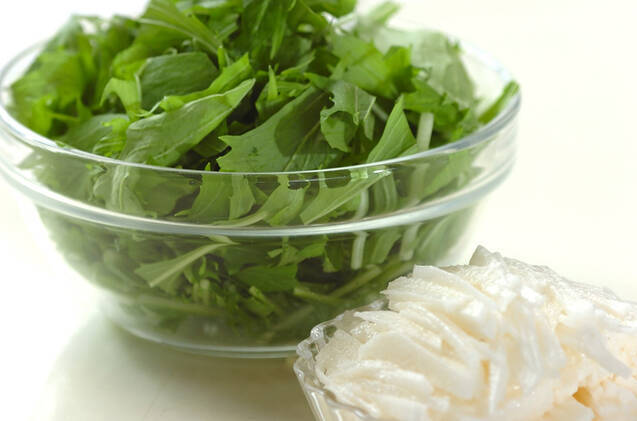 水菜と長芋のサラダの作り方の手順1