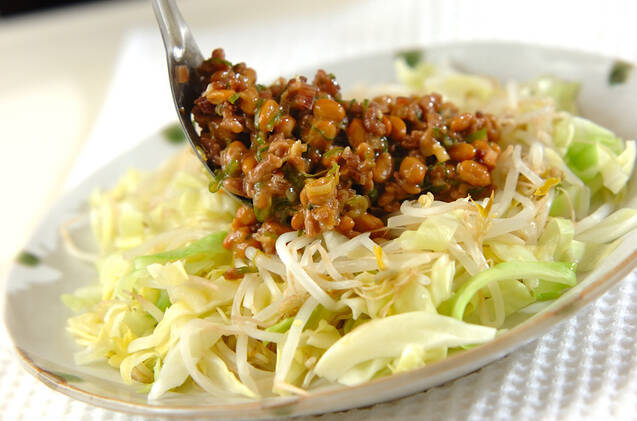 レンジモヤシのそぼろ納豆ソースの作り方の手順4