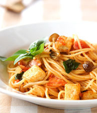 豆腐のトマトソースパスタ