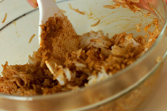 炒めご飯フィレ肉での作り方の手順2